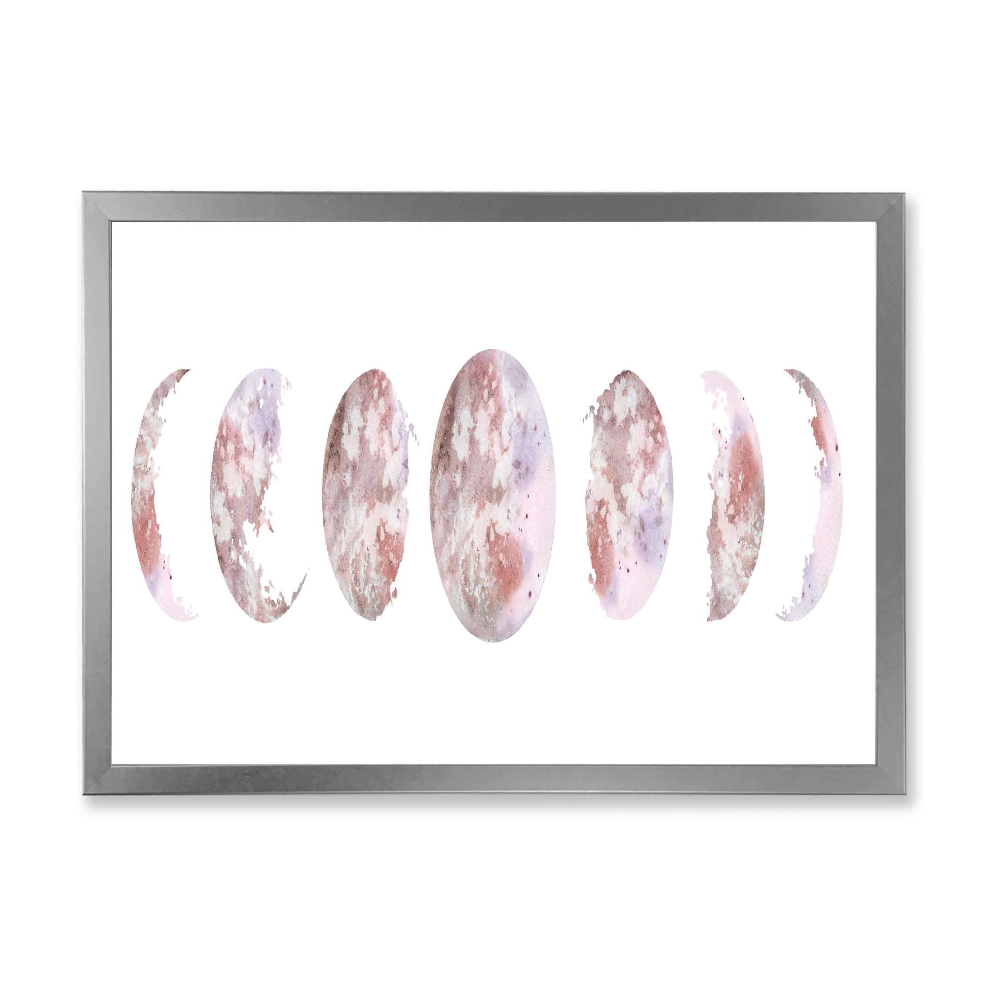 Designart 'Moon Phases On White' Modern Framed Art Print