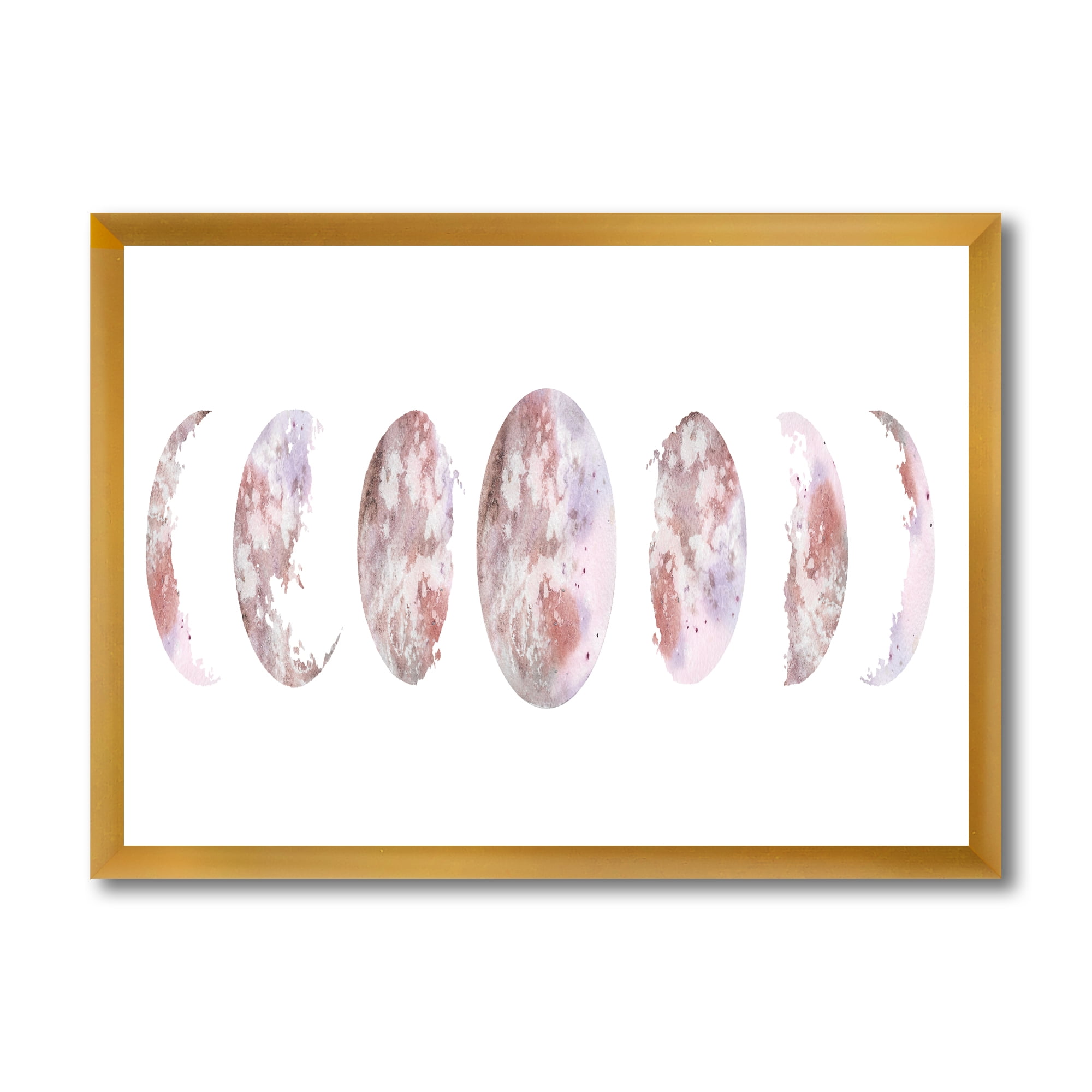 Designart 'Moon Phases On White' Modern Framed Art Print