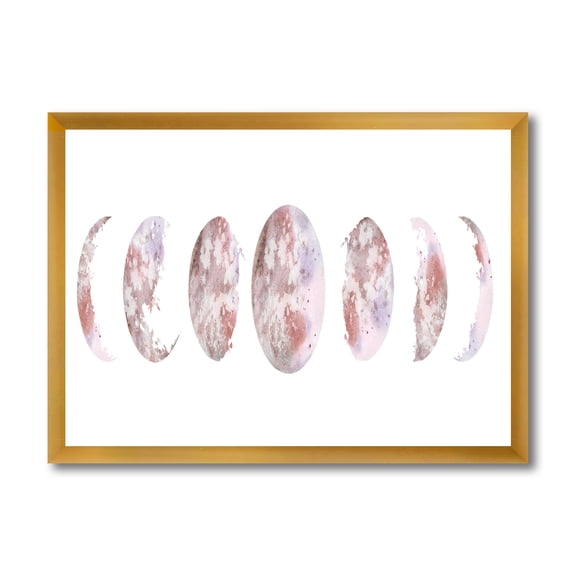 Designart 'Moon Phases On White' Modern Framed Art Print