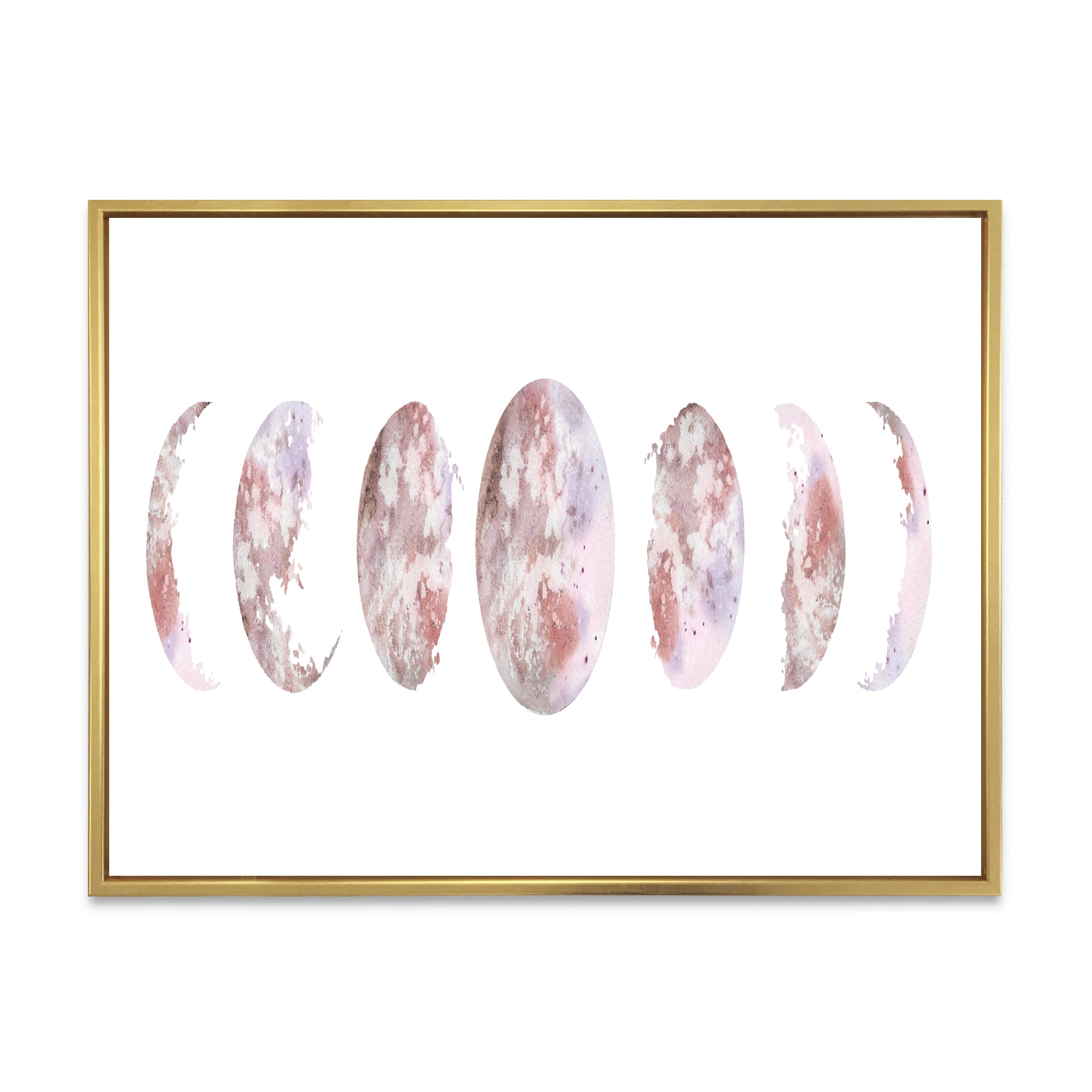 Designart 'Moon Phases On White' Modern Framed Canvas Wall Art Print