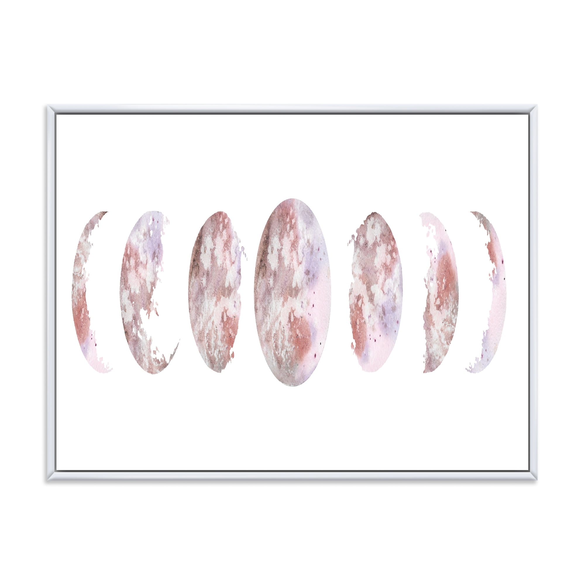 Designart 'Moon Phases On White' Modern Framed Canvas Wall Art Print