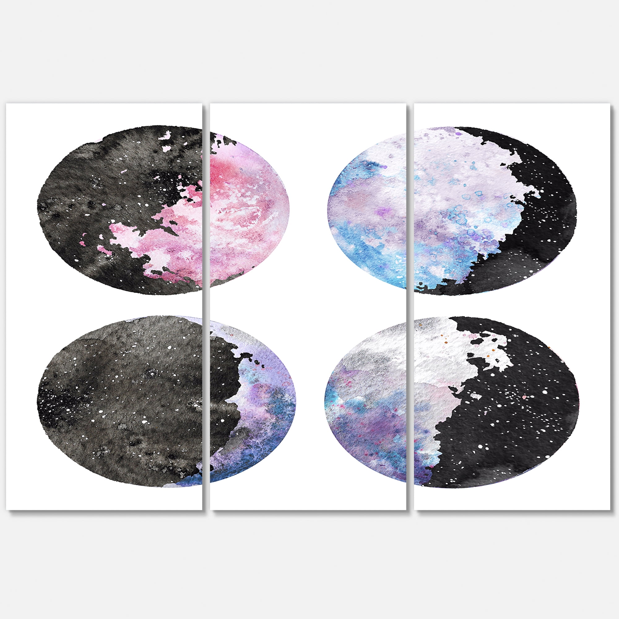 Designart ' Moon Phases With Sky and Stars ' Bohemian & Eclectic Canvas Wall Art Print