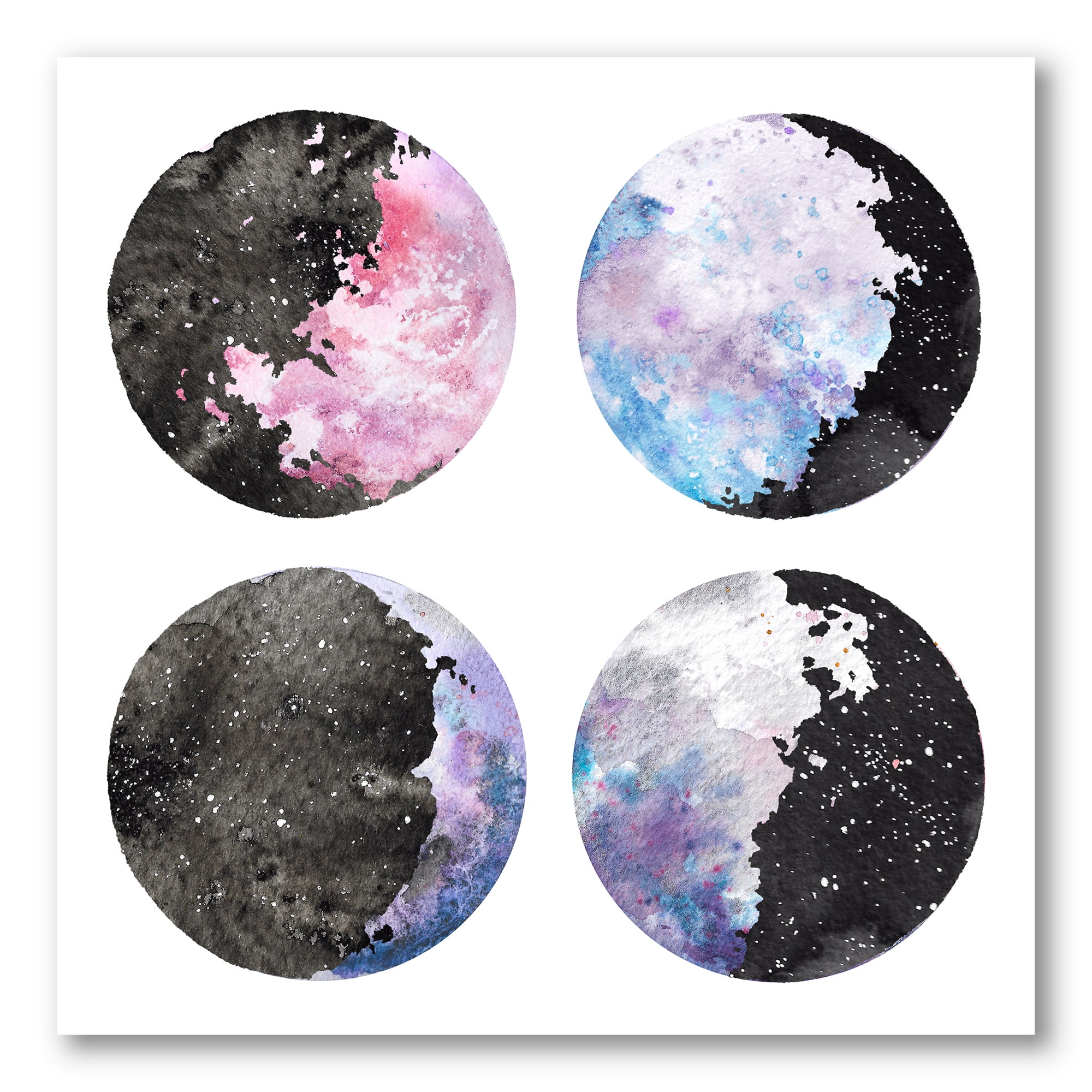 Designart ' Moon Phases With Sky and Stars ' Bohemian & Eclectic Canvas Wall Art Print