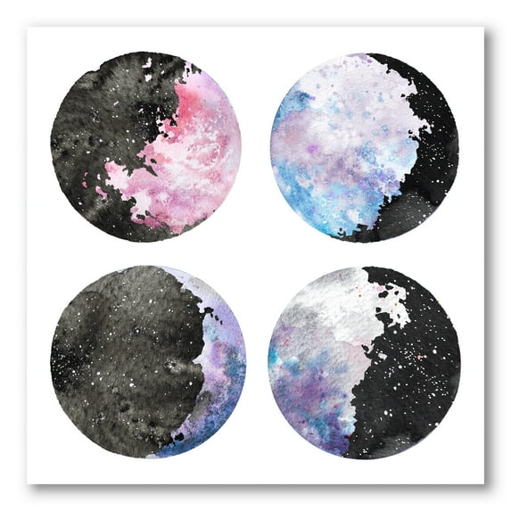 Designart ' Moon Phases With Sky and Stars ' Bohemian & Eclectic Canvas Wall Art Print