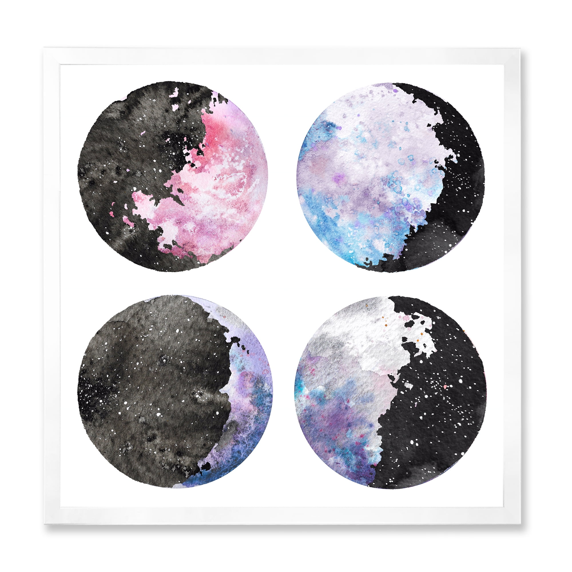 Designart 'Moon Phases With Sky and Stars' Bohemian & Eclectic Framed Art Print