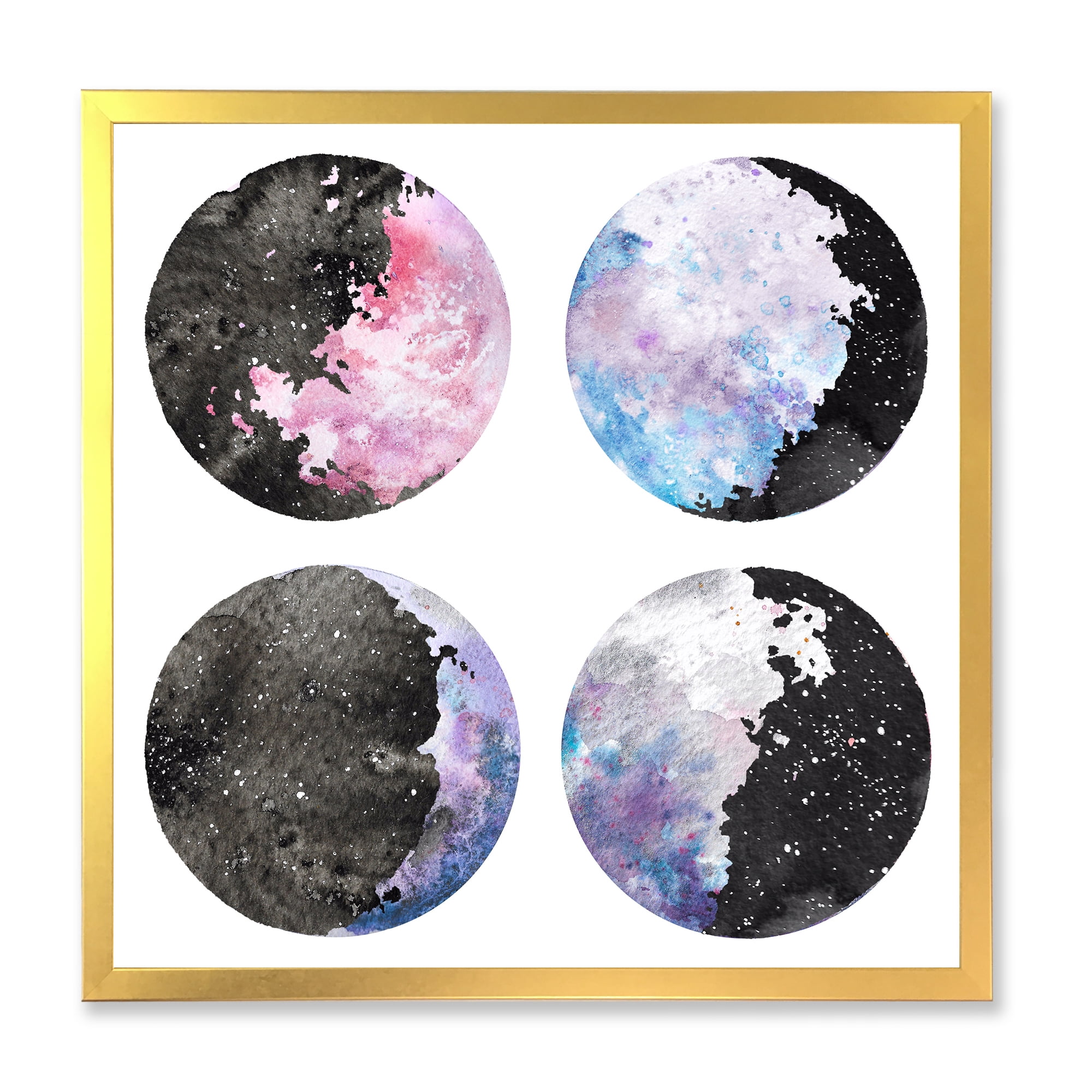 Designart 'Moon Phases With Sky and Stars' Bohemian & Eclectic Framed Art Print