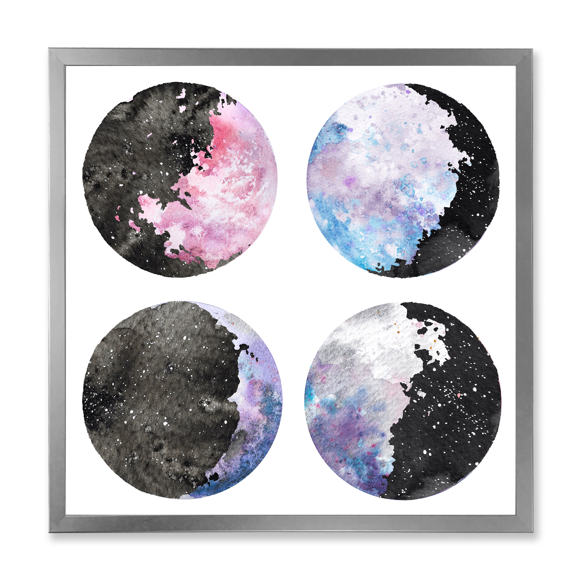 Designart 'Moon Phases With Sky and Stars' Bohemian & Eclectic Framed Art Print