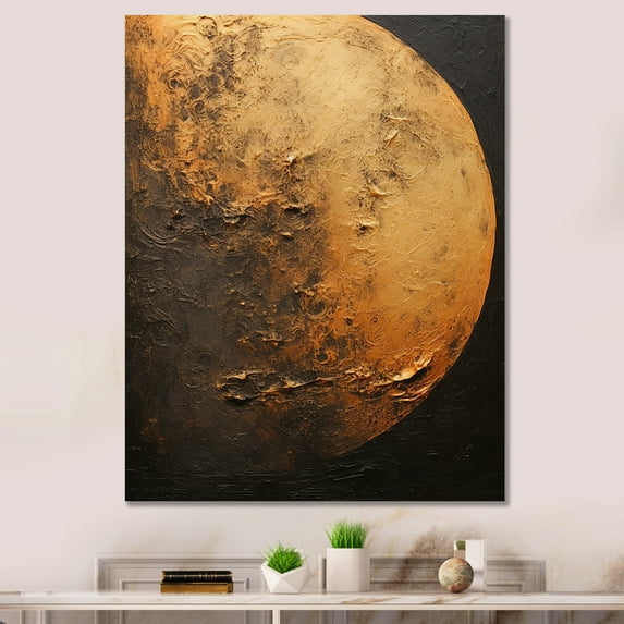 Designart "Moon'S Bronze Beam I" Moon Canvas Art Print
