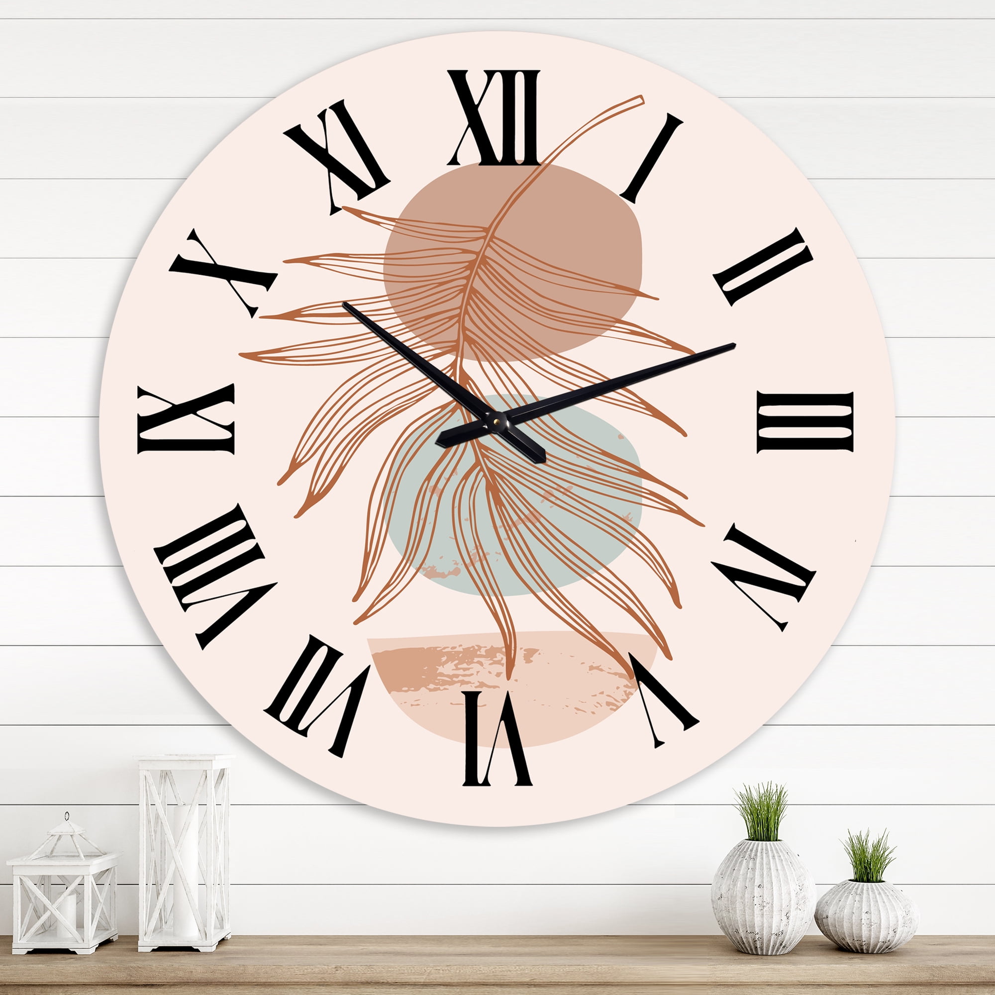 Designart 'Moon & Sun Shapes In Retro Terracotta Tones Ii' Modern Wall Clock