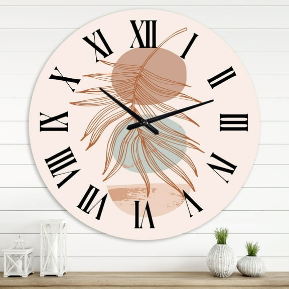 Designart 'Moon & Sun Shapes In Retro Terracotta Tones Ii' Modern Wall Clock