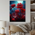 Designart "Moonlight Poppy in Ruby Red" Floral Canvas Wall Art