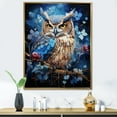 thumbnail image 1 of Designart "Moonlight Realm Of Blue Owls I" Animals Owl Floater Framed Wall Art Living Room, 1 of 5