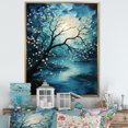 thumbnail image 1 of Designart "Moonlit Azure River Enchantment I" Landscape Forest River Floater Framed Canvas Art Print, 1 of 5