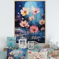 thumbnail image 1 of Designart "Moonlit Blooms Of Pink And Blue Zinnias" Zinnias Floater Framed Wall Art Prints, 1 of 5