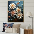 thumbnail image 1 of Designart "Moonlit Blooms Of White And Blue Zinnias II" Zinnias Floater Framed Canvas Art Print, 1 of 1