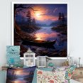 Designart "Moonlit Fishing Voyage in Purple and Orange" Transportation