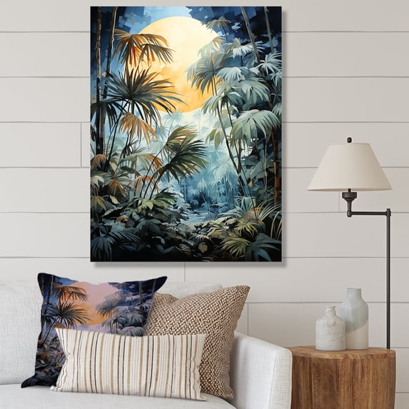 Designart "Moonlit Forest Of Palms" Plants Wall Decor