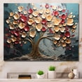 thumbnail image 1 of Designart "Moonlit Majesty Red and Gold Flower Tree II" Extra Large Landscapes Wall Art - Country Red Tree Bedroom Canvas Wall Art, 1 of 1