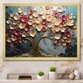 thumbnail image 1 of Designart "Moonlit Majesty Red and Gold Flower Tree II" Landscapes Framed Wall Art Decor - Country Red Tree Entryway Framed Wall Art Print, 1 of 6