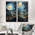 thumbnail image 1 of Designart "Moonlit Mirage in Gold and Blue on Uranus II" Uranus Wall Art Set Of 2 - Gold Fantasy Gallery Wall Set For Home Decor, 1 of 7