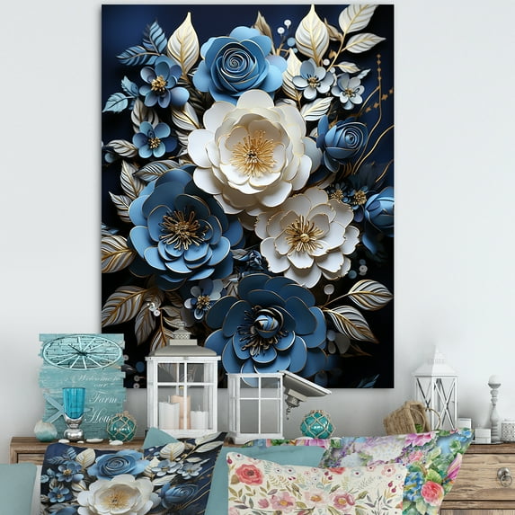 Designart "Moonlit Rose Serenity I" Roses Canvas Prints