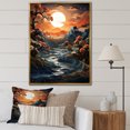 thumbnail image 1 of Designart "Moonlit Serenity Papercut Sunset I" Landscape & Nature Floater Framed Wall Art Print, 1 of 7