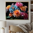 thumbnail image 1 of Designart "Moonlit Zinnias" Zinnias Floater Framed Wall Decor, 1 of 5