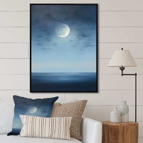 Designart "Moons Melody In A Magical Forest I" Minimalism Floater Framed Canvas Art Print