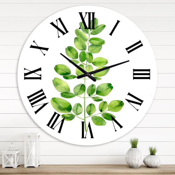 Designart 'Moringa Branch Tropical Tree Foliage' Farmhouse Wall Clock
