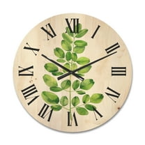 Designart 'Moringa Plant Branch Tropical Tree Foliage' Farmhouse Wood Wall Clock