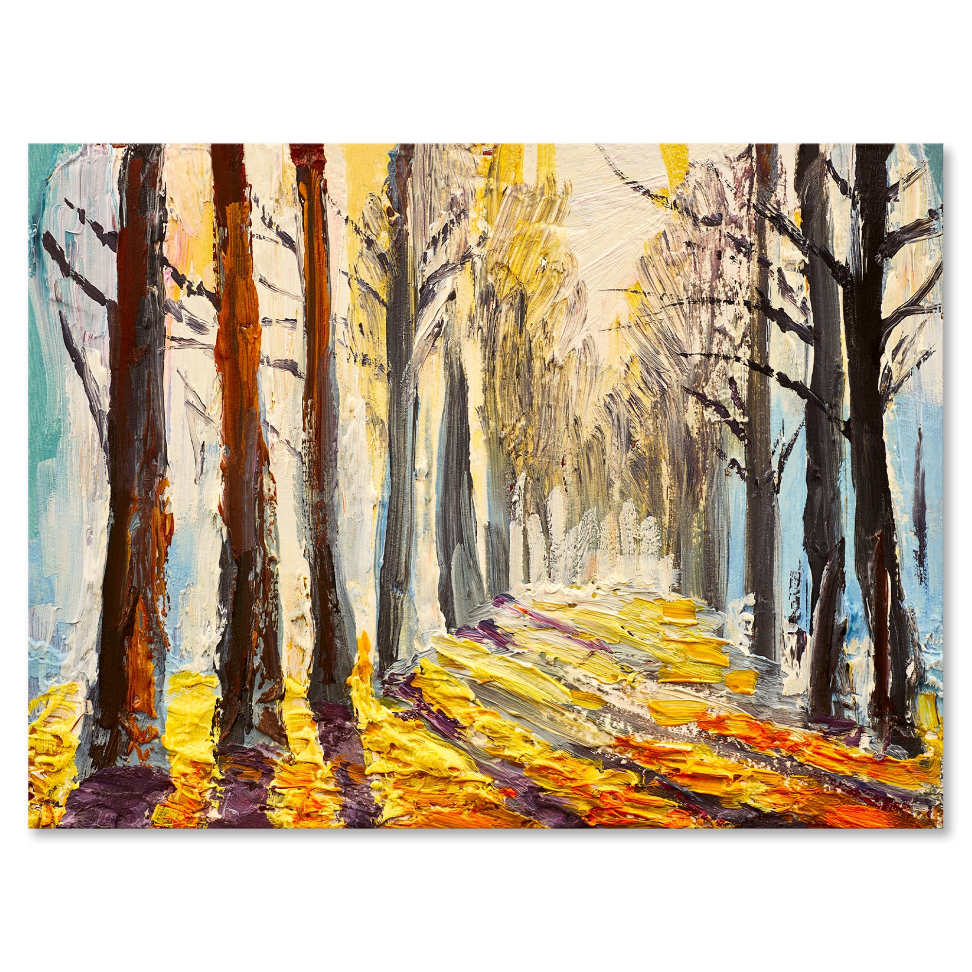 Designart ' Morning Glow Through The Autumn Trees ' Lake House Canvas Wall Art Print