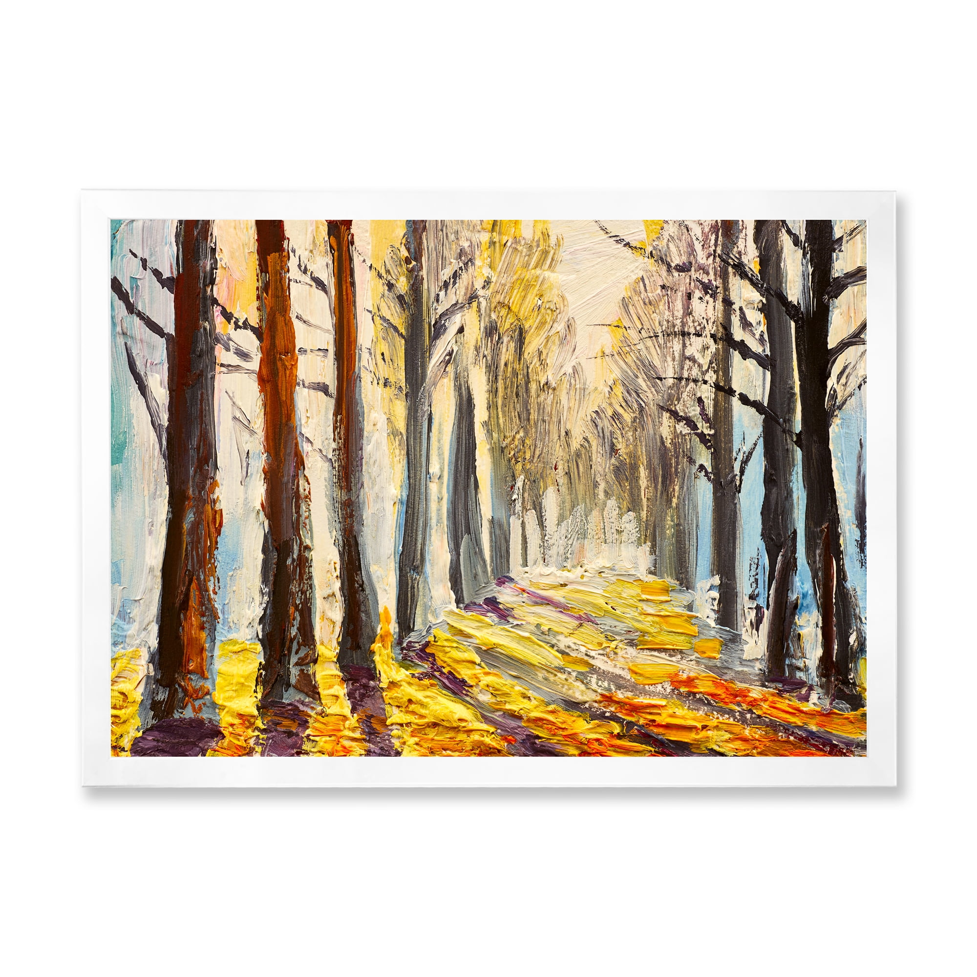 Designart 'Morning Glow Through The Autumn Trees' Lake House Framed Art Print
