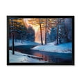 thumbnail image 1 of Designart 'Morning Glow Through The Christmas Forest By The River' Lake House Framed Art Print, 1 of 1