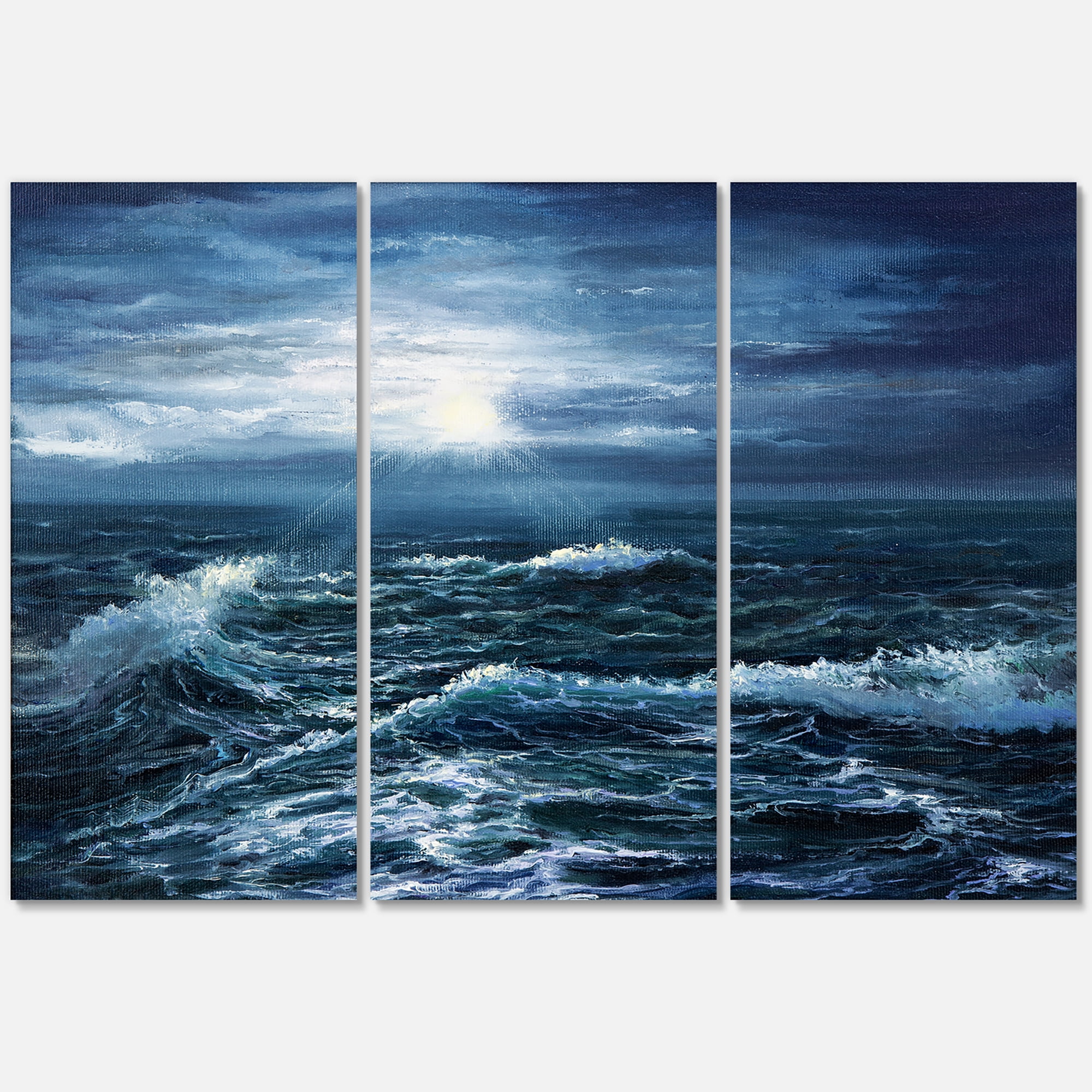 Designart ' Morning Glow Through The Ocean Waves ' Nautical & Coastal Canvas Wall Art Print