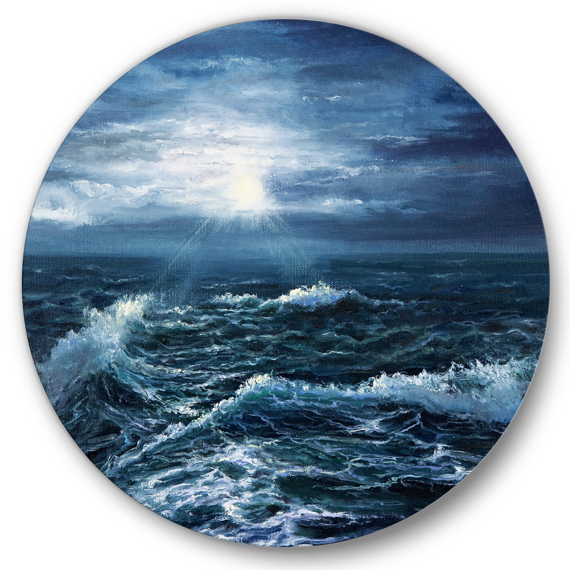 Designart 'Morning Glow Through The Ocean Waves' Nautical & Coastal Circle Metal Wall Art 23x23 - Disc of 23
