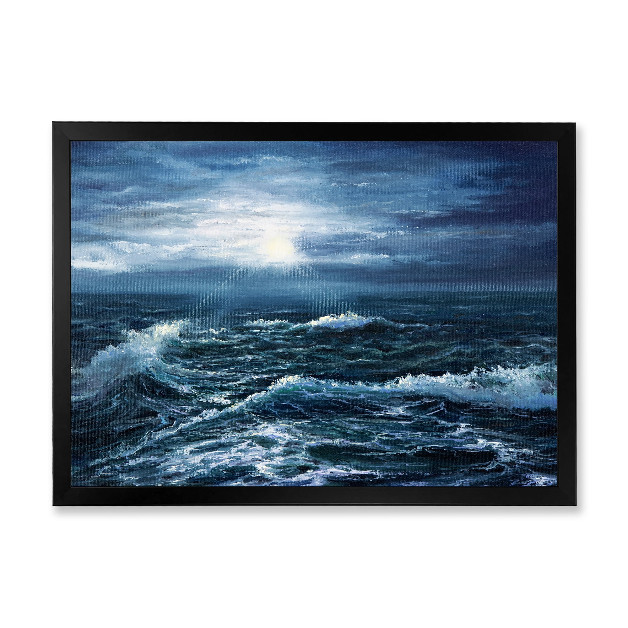 Designart 'Morning Glow Through The Ocean Waves' Nautical & Coastal Framed Art Print