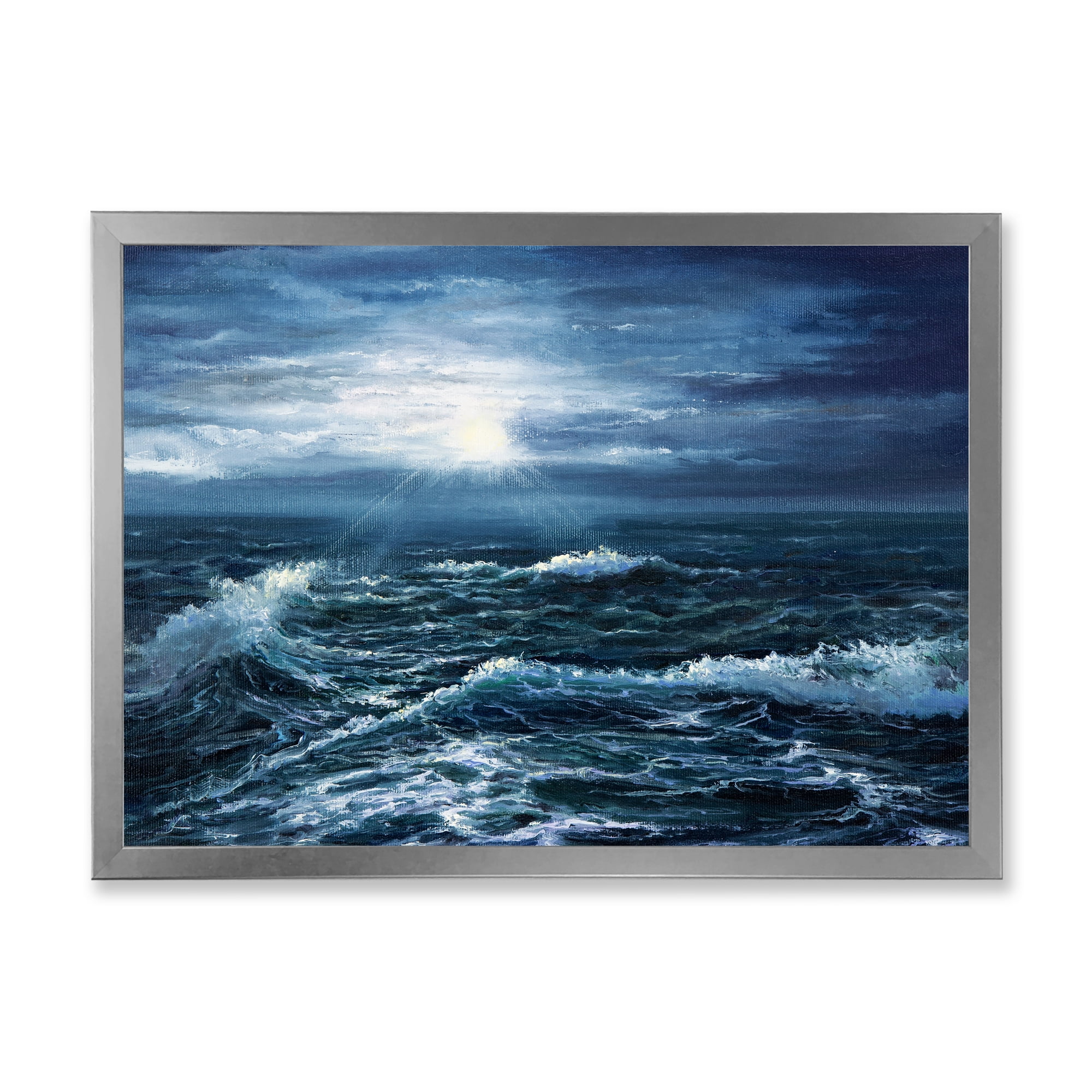 Designart 'Morning Glow Through The Ocean Waves' Nautical & Coastal Framed Art Print