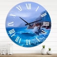 thumbnail image 1 of Designart 'Morning On Sea Wave Paints On A Canvas' Nautical & Coastal Wall Clock, 1 of 5