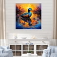 thumbnail image 1 of Designart "Morning Quack of Duck at the Lake I" Animals Framed Wall Art - Traditional Blue Duck Entryway Framed Wall Art, 1 of 6