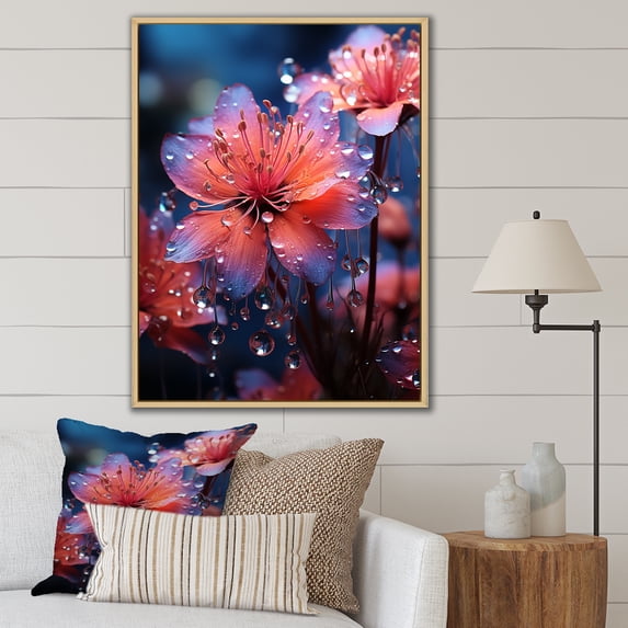 Designart "Morning With Translucent Purple Blooms" Flowers Floater Framed Canvas Wall Art