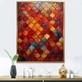 thumbnail image 1 of Designart "Moroccan Elegance in Orange and Yellow Tiles II" Abstract Framed Wall Art - Modern Yellow Abstract Tile Entryway Framed Wall Art Print, 1 of 6