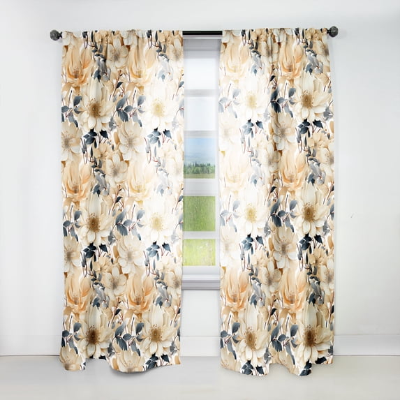 Designart "Mosaic Floral Peaceful Elegance II" Floral Room Darkening Curtain Single Panel