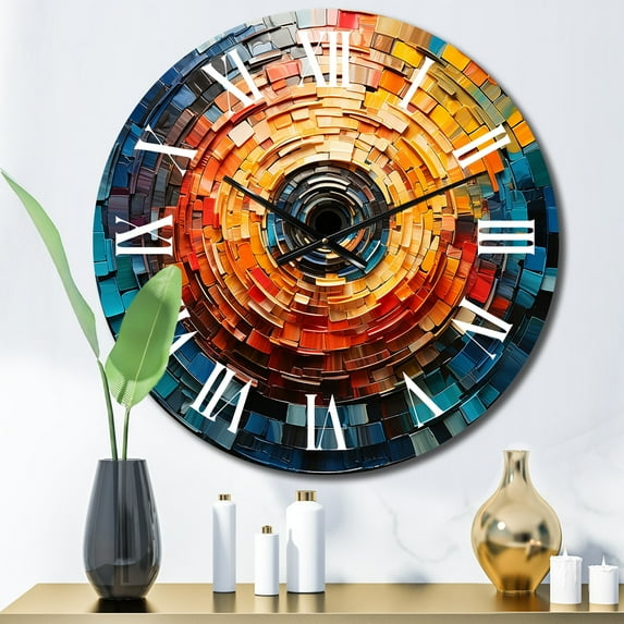 Designart "Mosaic of Colorful Vinyl Records III" Music Oversized Wall Clock