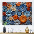 thumbnail image 1 of Designart "Mosaic of Floral Bohemian Blue and Orange Tiles I" Extra Large Geometric Wall Art - Bohemian Blue Boho Mosaic Bedroom Canvas Wall Art, 1 of 4