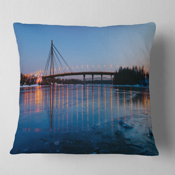 Designart Moscow Bridge in Kiev Panorama - Cityscape Throw Pillow - 16x16