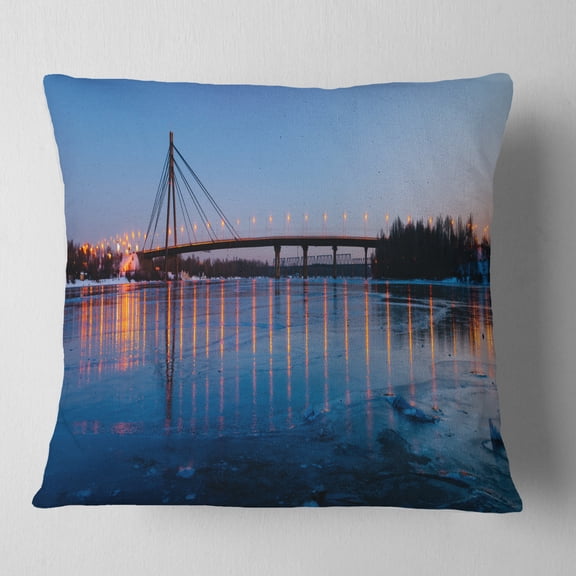 Designart Moscow Bridge in Kiev Panorama - Cityscape Throw Pillow - 18x18