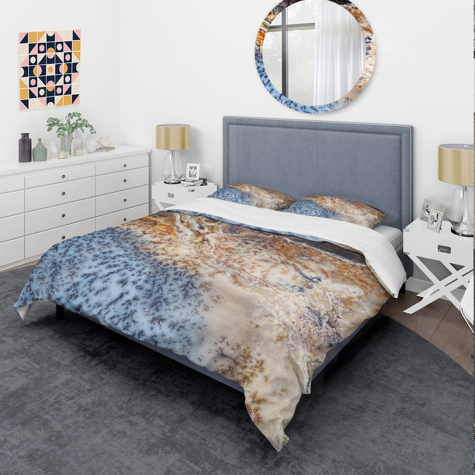 Designart 'Moss Agate spotted' Stone Duvet Cover Set