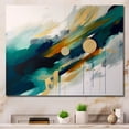 thumbnail image 1 of Designart "Motion Of Green And Gold In Geometric Design" Modern Geometric Canvas Art Print, 1 of 7