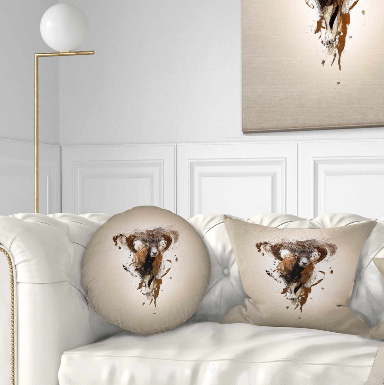 Designart Mouflon Abstract Walking - Animal Throw Pillow - 12x20