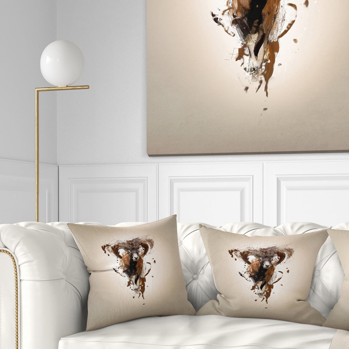 Designart Mouflon Abstract Walking - Animal Throw Pillow - 18x18